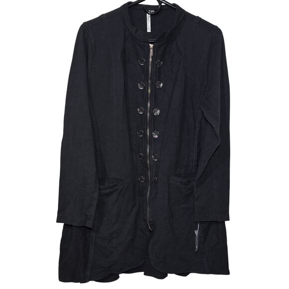 Lulu B Goth Button Up Long Jacket NWT Womens Medium Black Metal Buttons - Picture 1 of 10